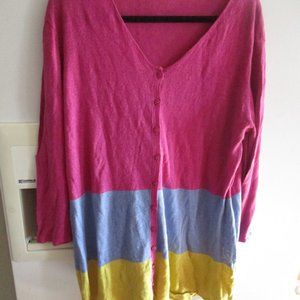 G9C rare artsy striped colorful Linen  knit Cardigan xl